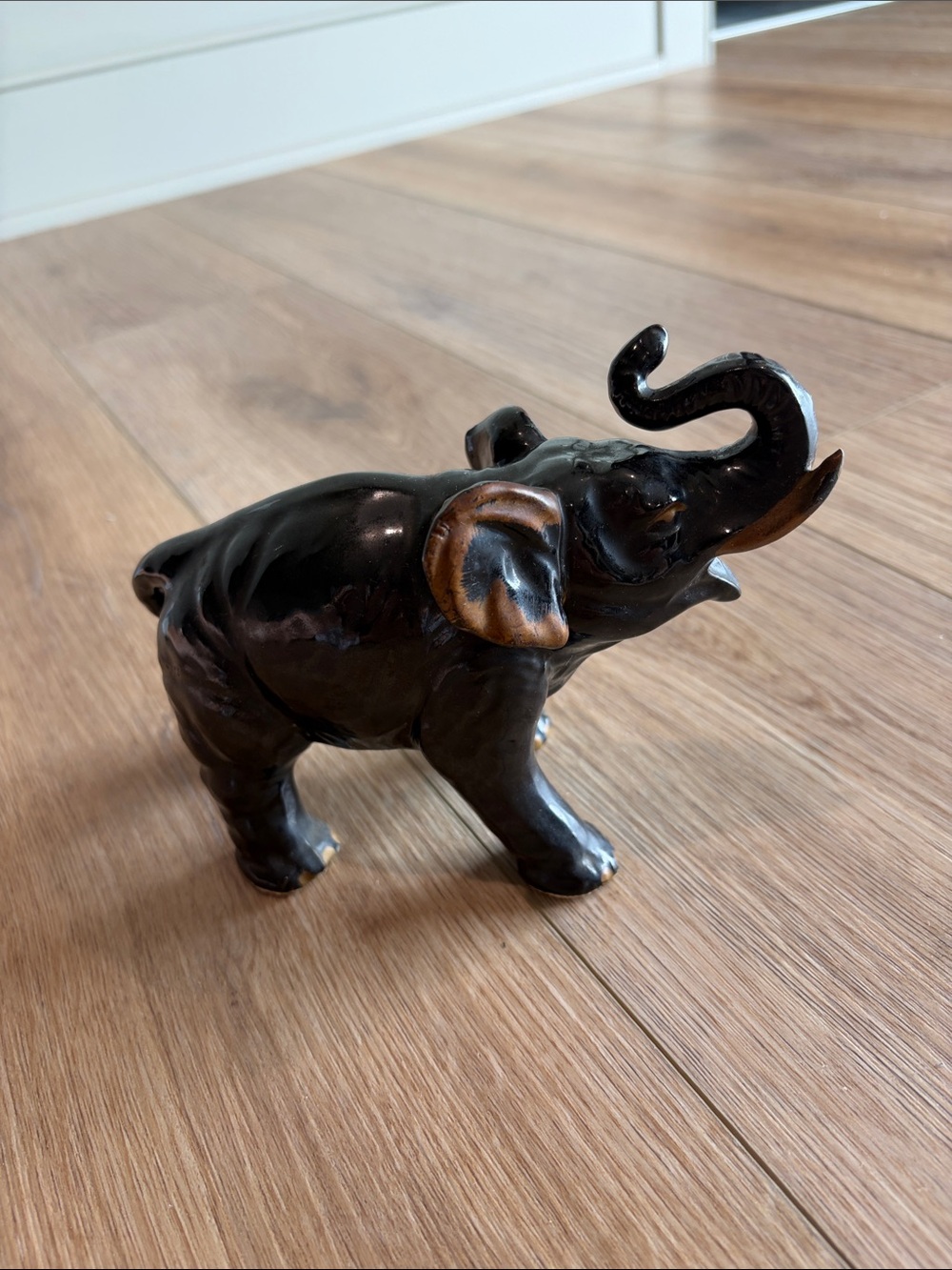 Black Ceramic Elephant Figurine - Decorative Home Art